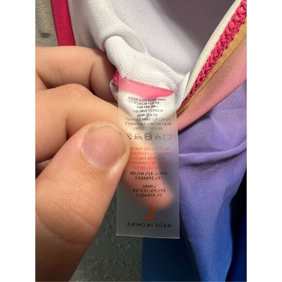 Hot Pink And Rainbow 2 Piece Swimsuit Woman’s Size Large - Picture 7 of 12